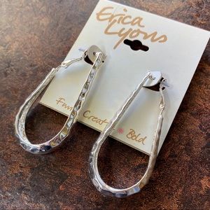 Erica Lyons Hoop Silver Earrings Dangle Hammer g5